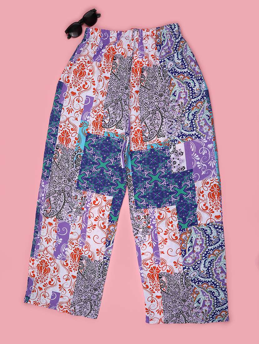 girls printed high rise straight trouser - 22447021 -  Standard Image - 2