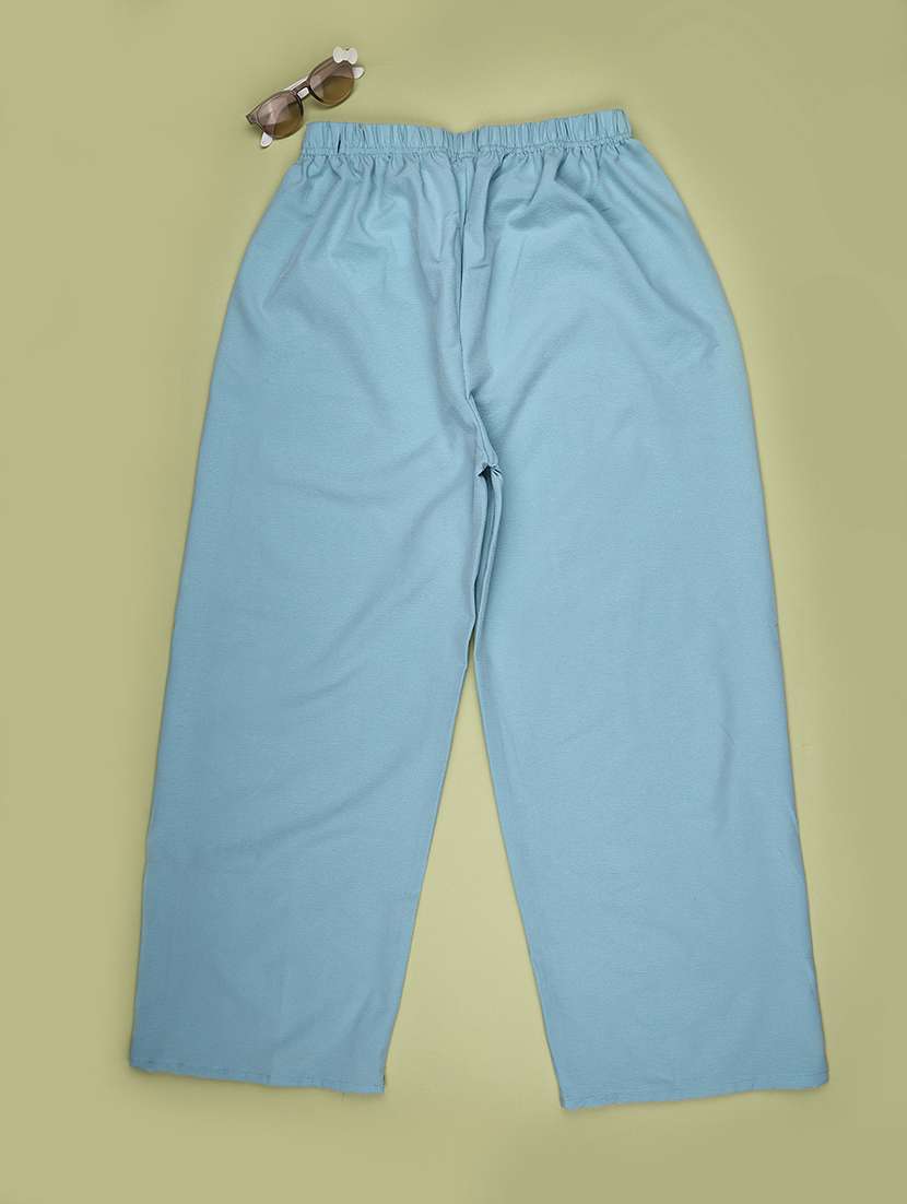 girls solid mid rise relaxed fit casual trouser - 22447032 -  Standard Image - 2