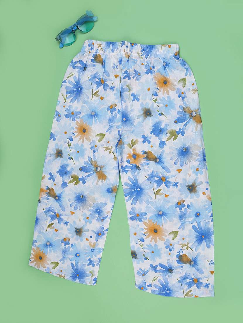 girls printed mid rise straight fit trouser - 22447034 -  Standard Image - 2
