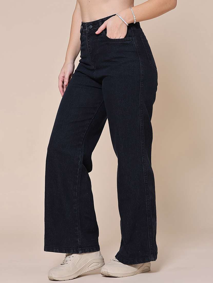 women solid high rise straight jeans - 22447187 -  Standard Image - 2