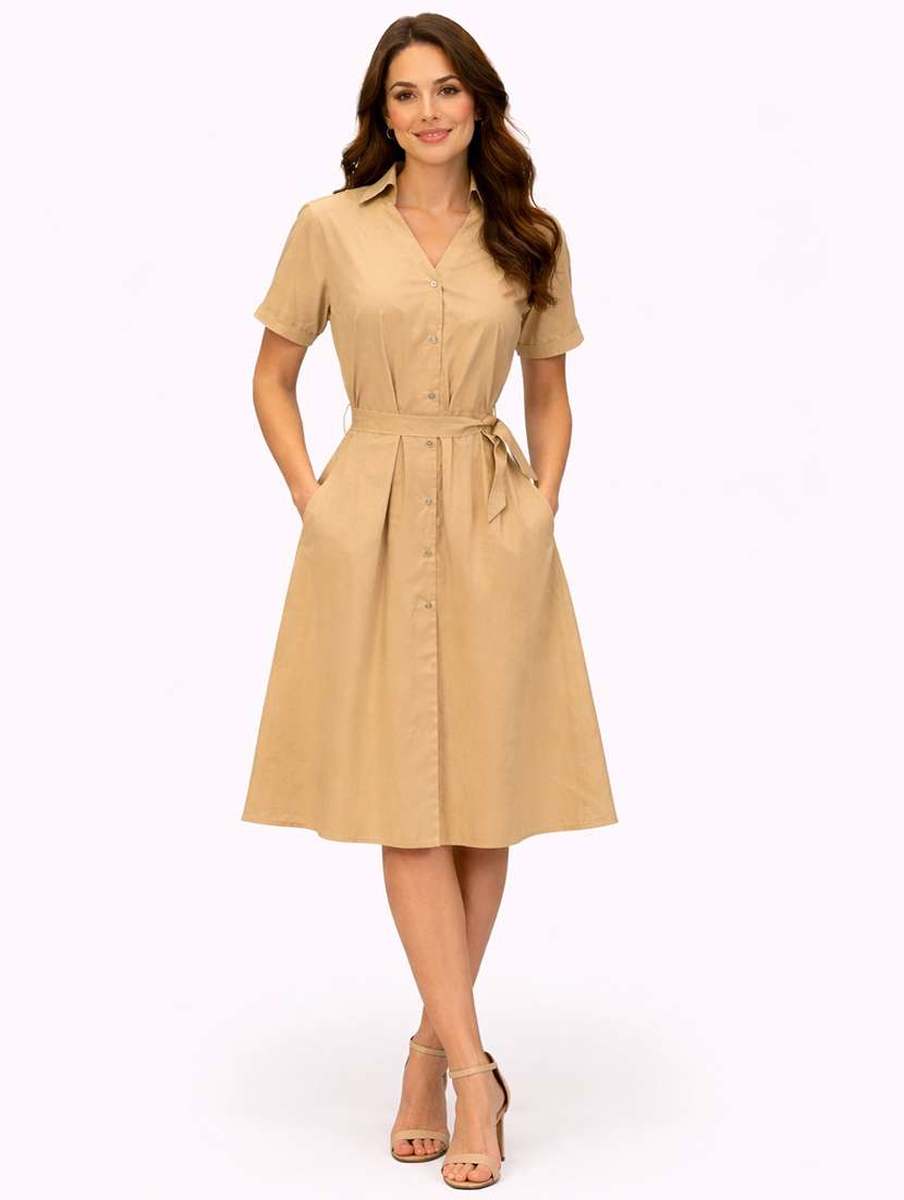 women floral cotton a-line shirt dress - 22447571 -  Standard Image - 2