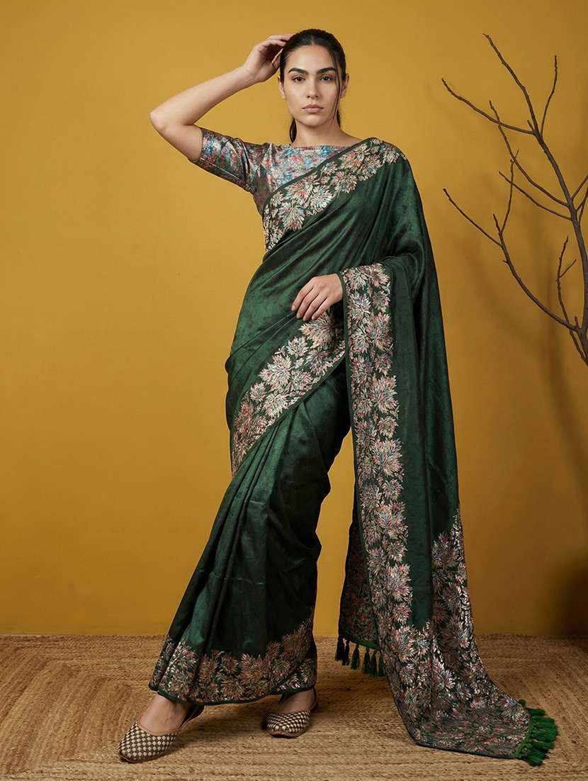 women printed bordered saree with blouse - 22447841 -  Standard Image - 2