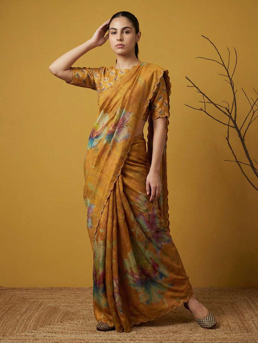 women floral embroidered saree with blouse - 22447870 -  Standard Image - 2