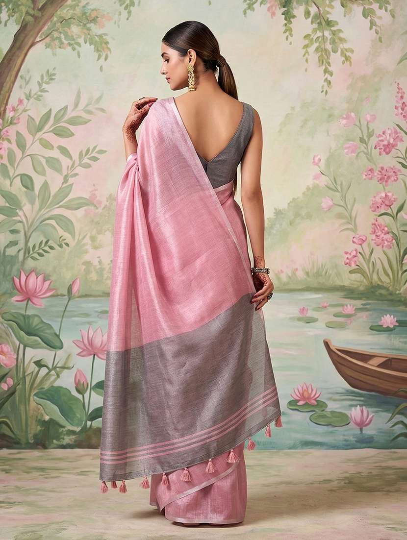 women solid plain saree with blouse - 22447885 -  Standard Image - 2