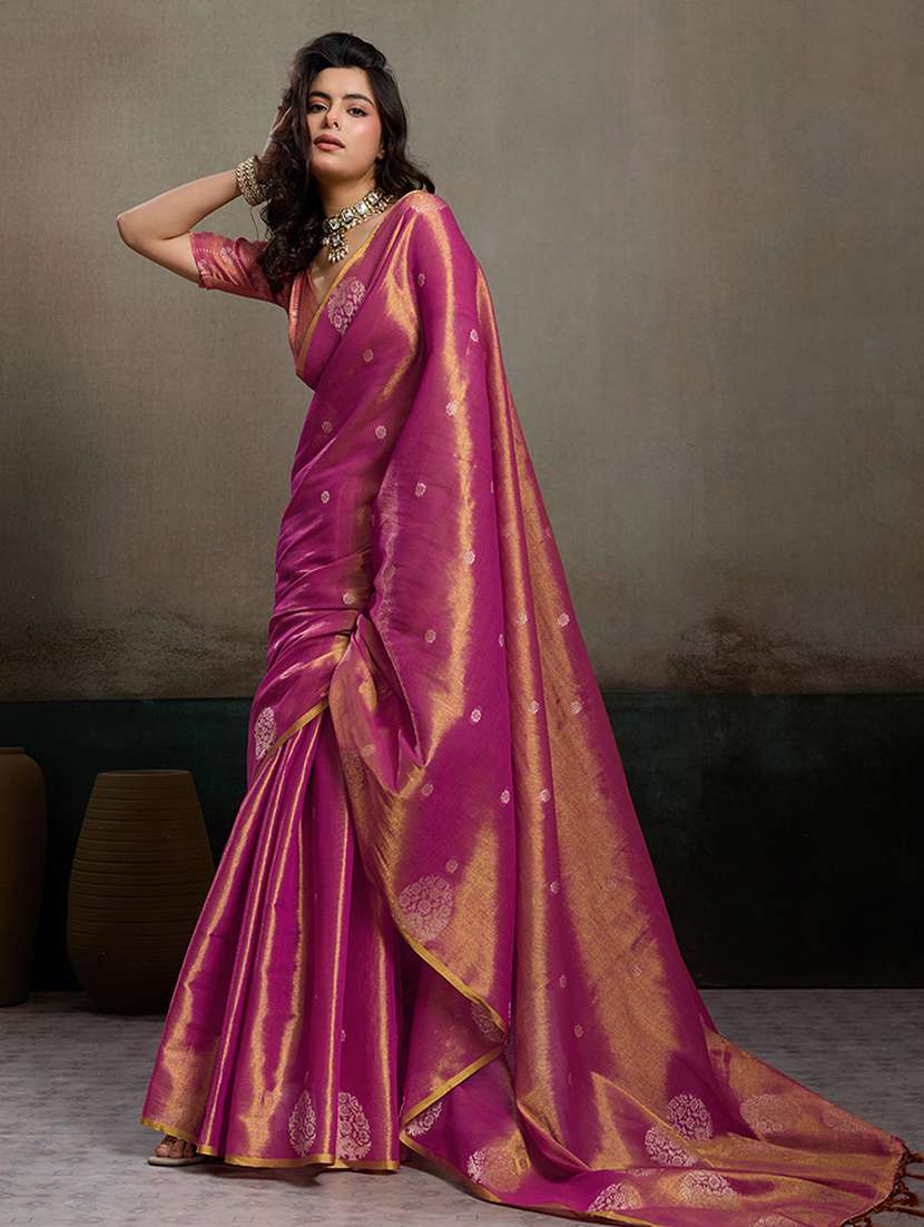 magenta tissue handloom saree with blouse - 22447901 -  Standard Image - 2