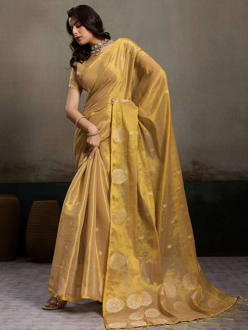beige tissue handloom saree with blouse - 22447902 -  Standard Image - 2