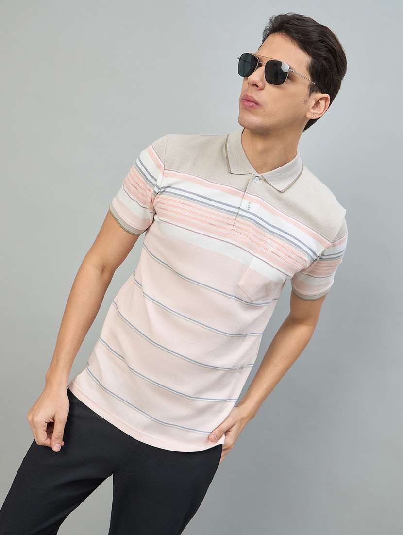 men striped short sleeve polo t-shirt - 22447978 -  Standard Image - 2