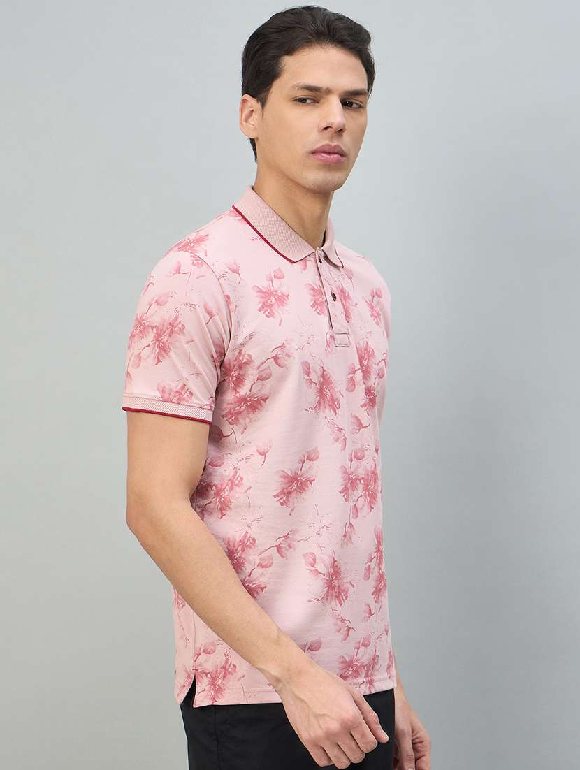 men pink cotton blend plain t-shirt - 22447980 -  Standard Image - 2