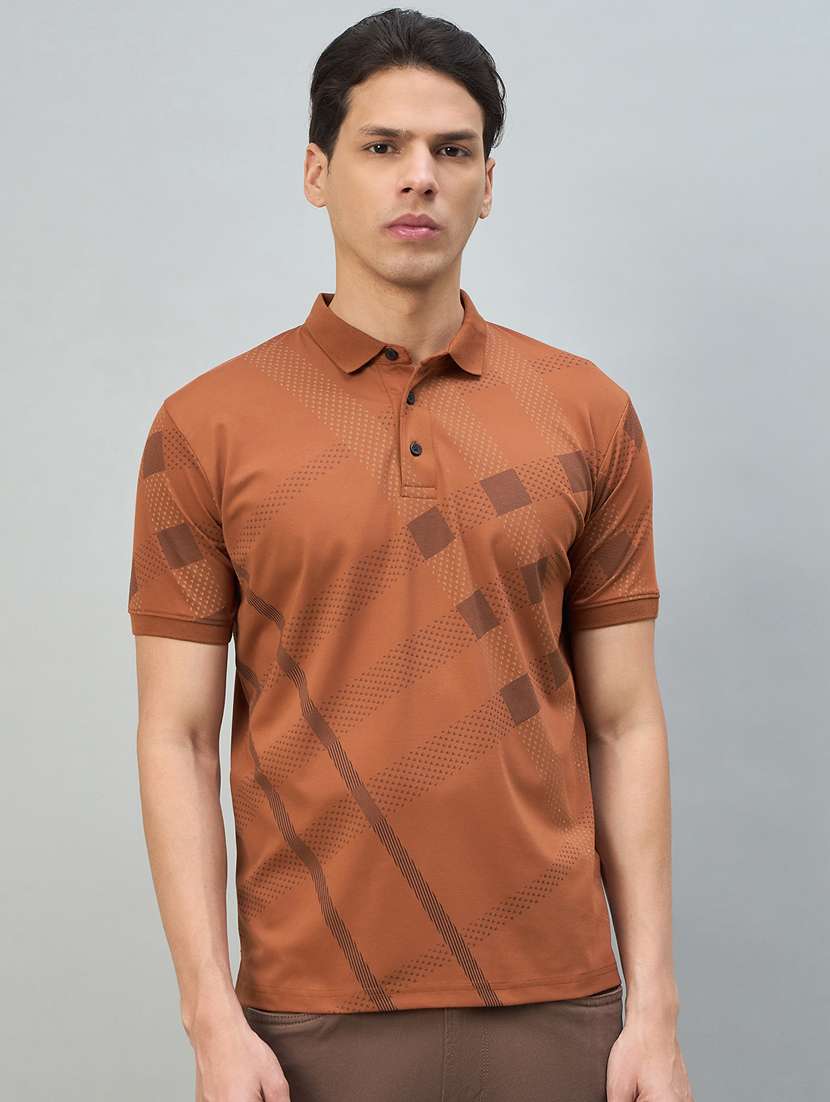 men printed short sleeve polo t-shirt