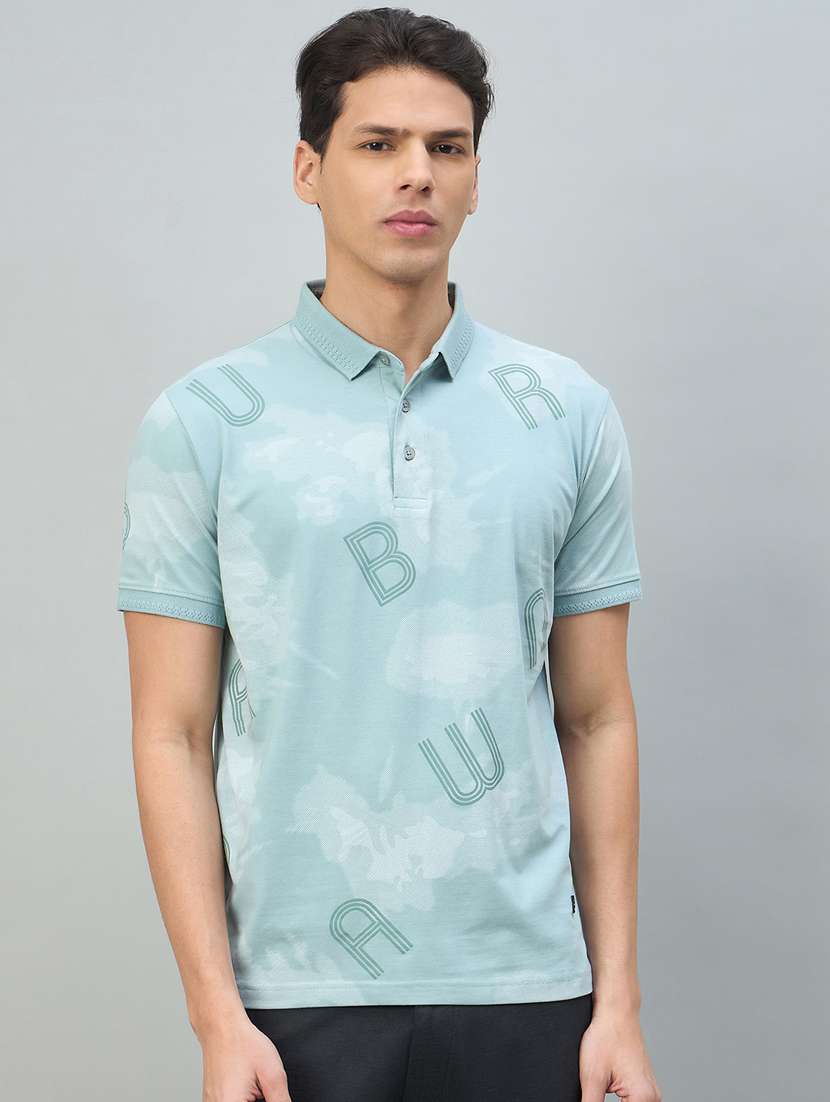 men printed short sleeve polo t-shirt