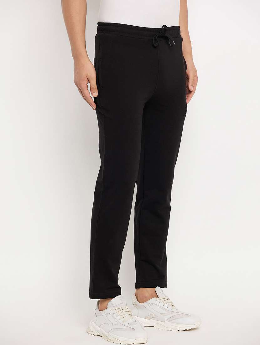 men black cotton blend  full length track pant - 22448026 -  Standard Image - 2