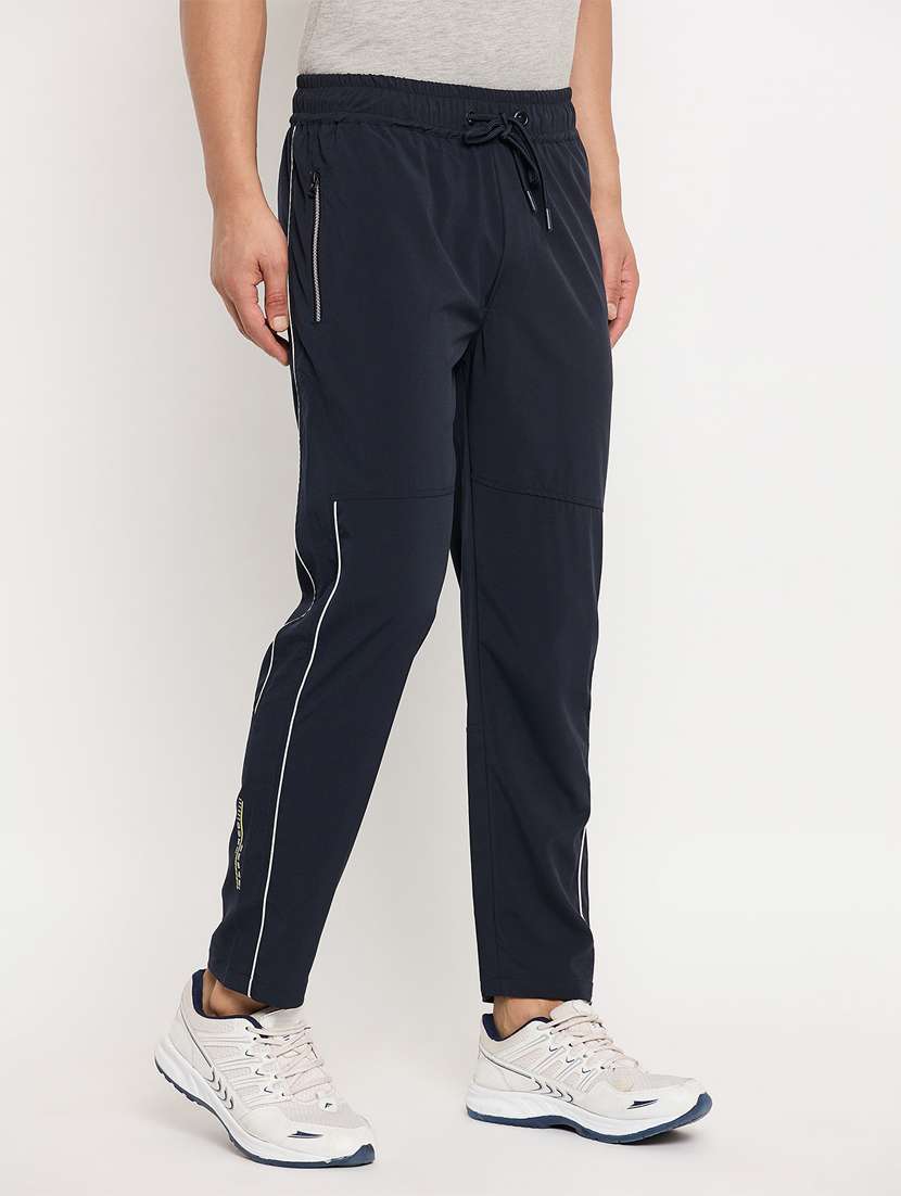 men navy blue nylon full length track pant - 22448033 -  Standard Image - 2