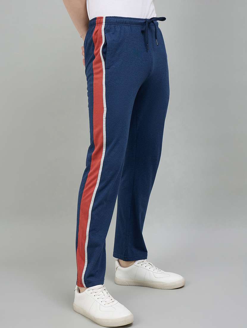 men blue cotton blend  full length track pant - 22448035 -  Standard Image - 2