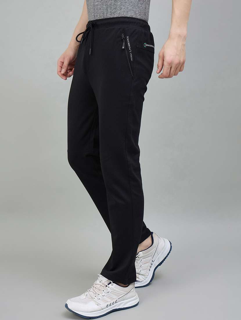 men black cotton blend  full length track pant