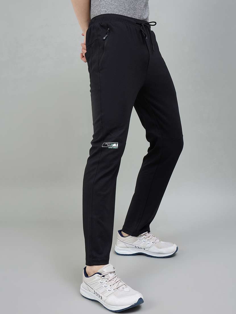 men black cotton blend  full length track pant - 22448040 -  Standard Image - 2