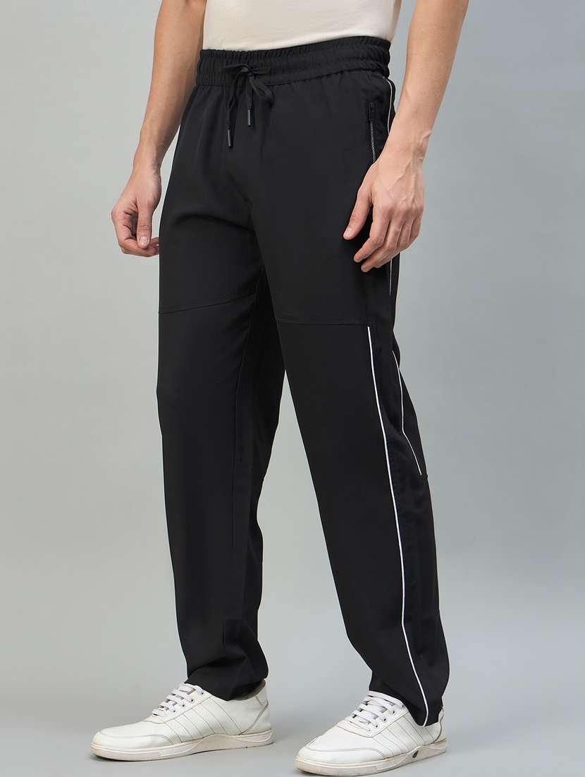 men black cotton blend  full length track pant