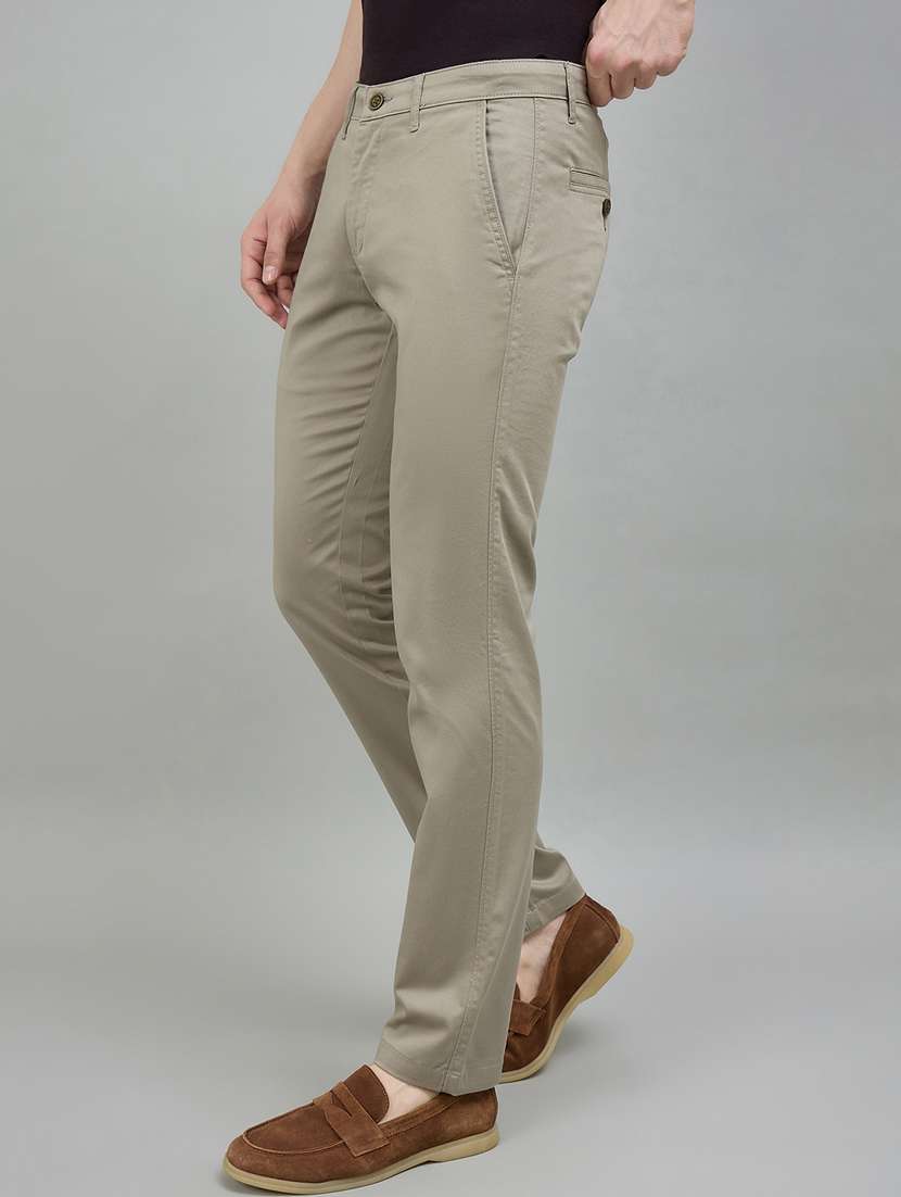 Men Solid Mid Rise Chinos Casual Trouser - 22448062 -  Standard Image - 2