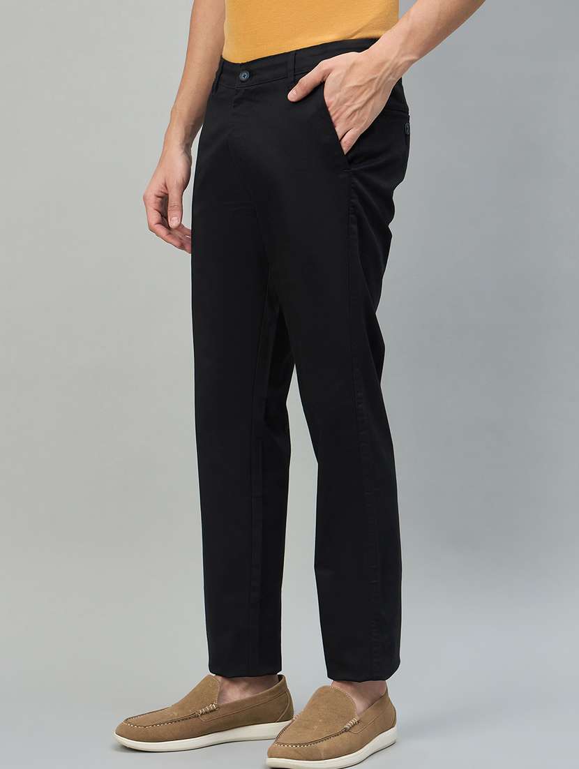 Men Solid Mid Rise Chinos Casual Trouser - 22448067 -  Standard Image - 2