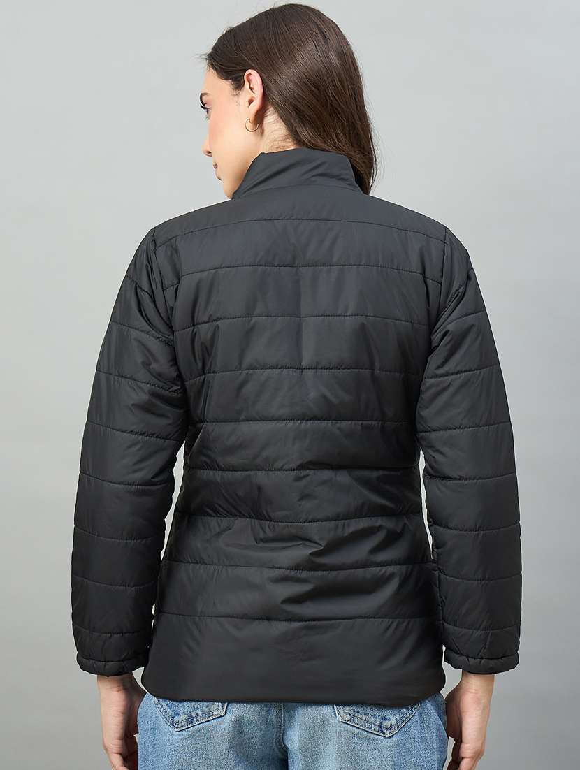 women solid long sleeve puffer jacket - 22448071 -  Standard Image - 2
