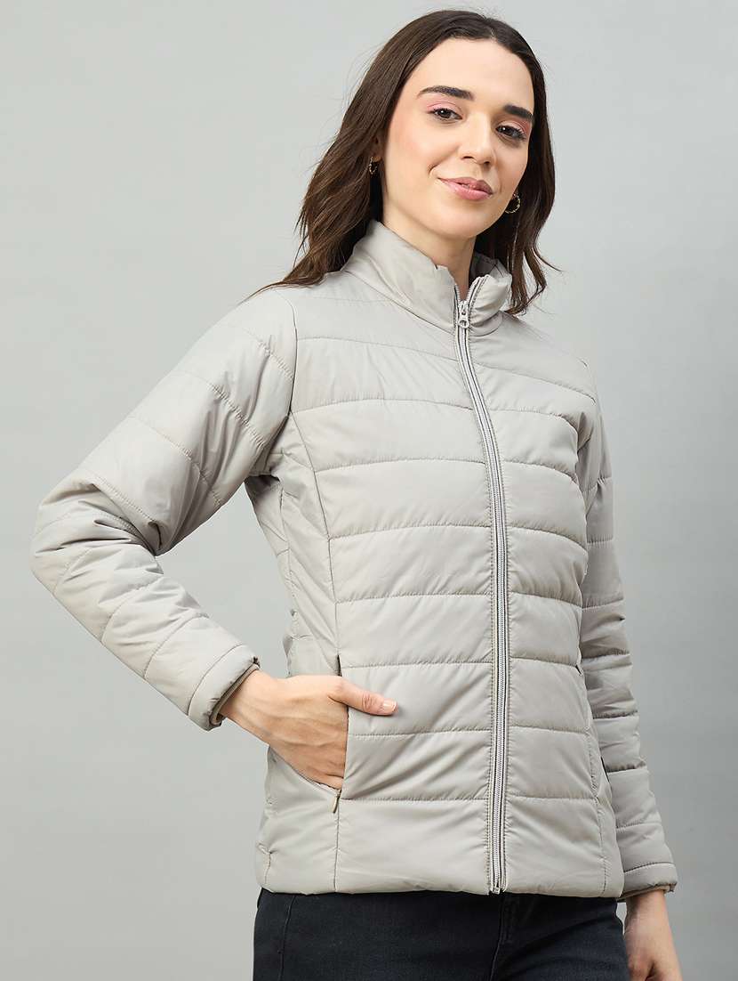 women solid long sleeve puffer jacket - 22448072 -  Standard Image - 2