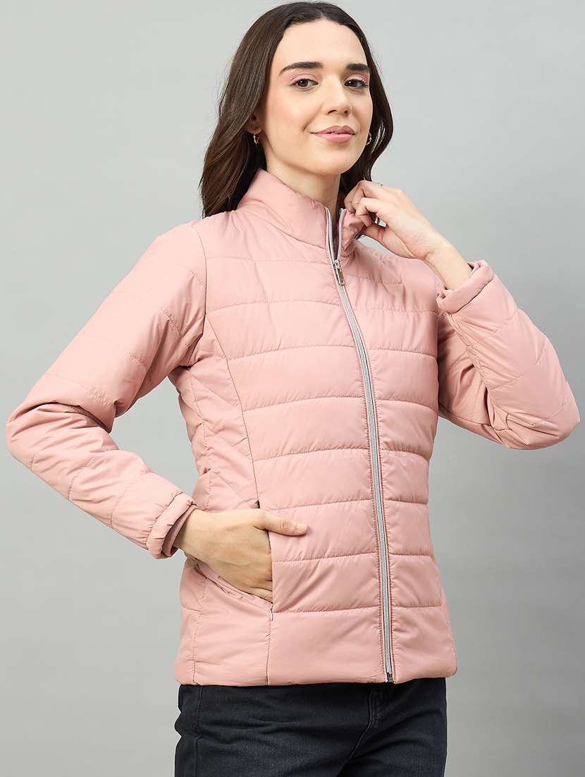 women solid long sleeve puffer jacket - 22448073 -  Standard Image - 2