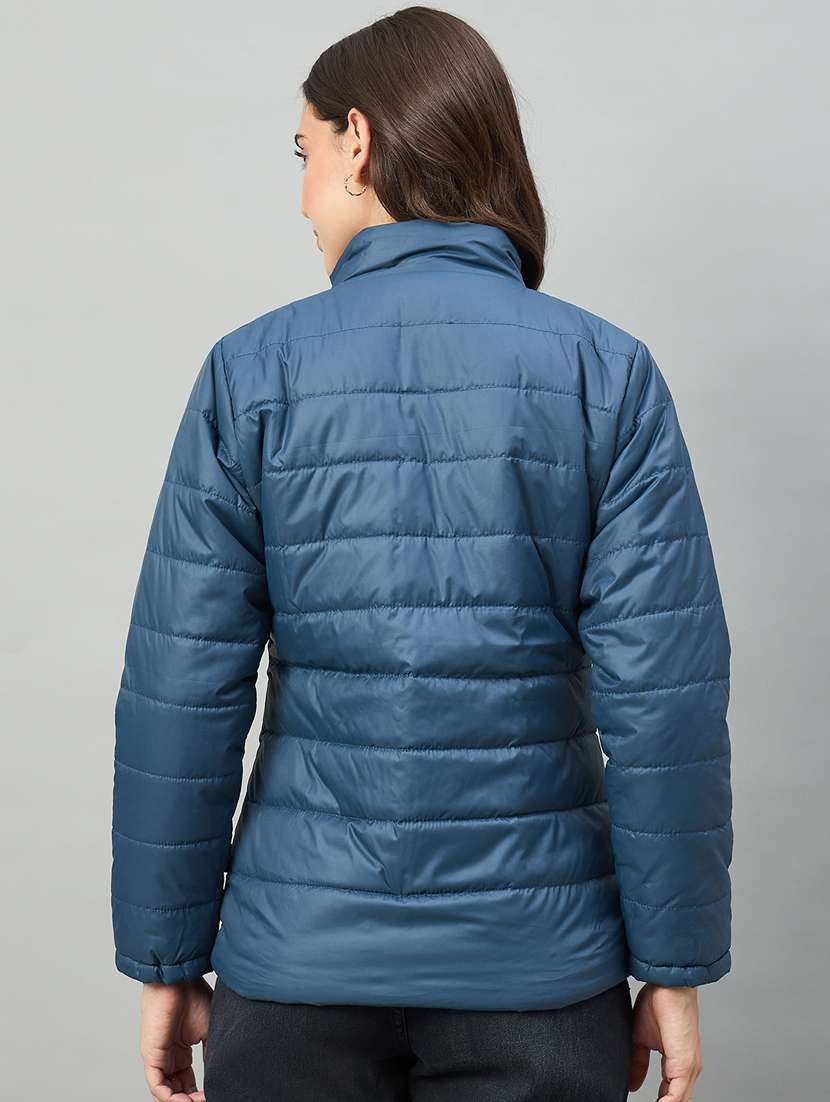 women solid long sleeve puffer jacket - 22448074 -  Standard Image - 2