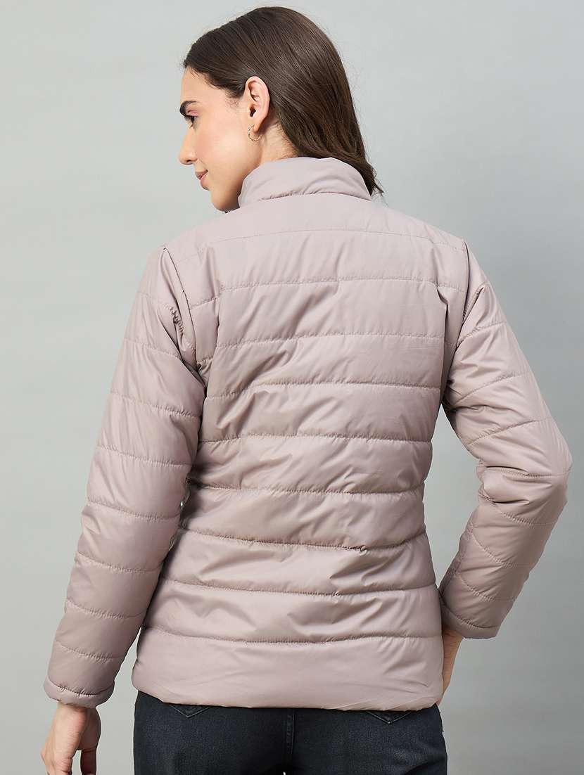 women solid long sleeve puffer jacket - 22448075 -  Standard Image - 2