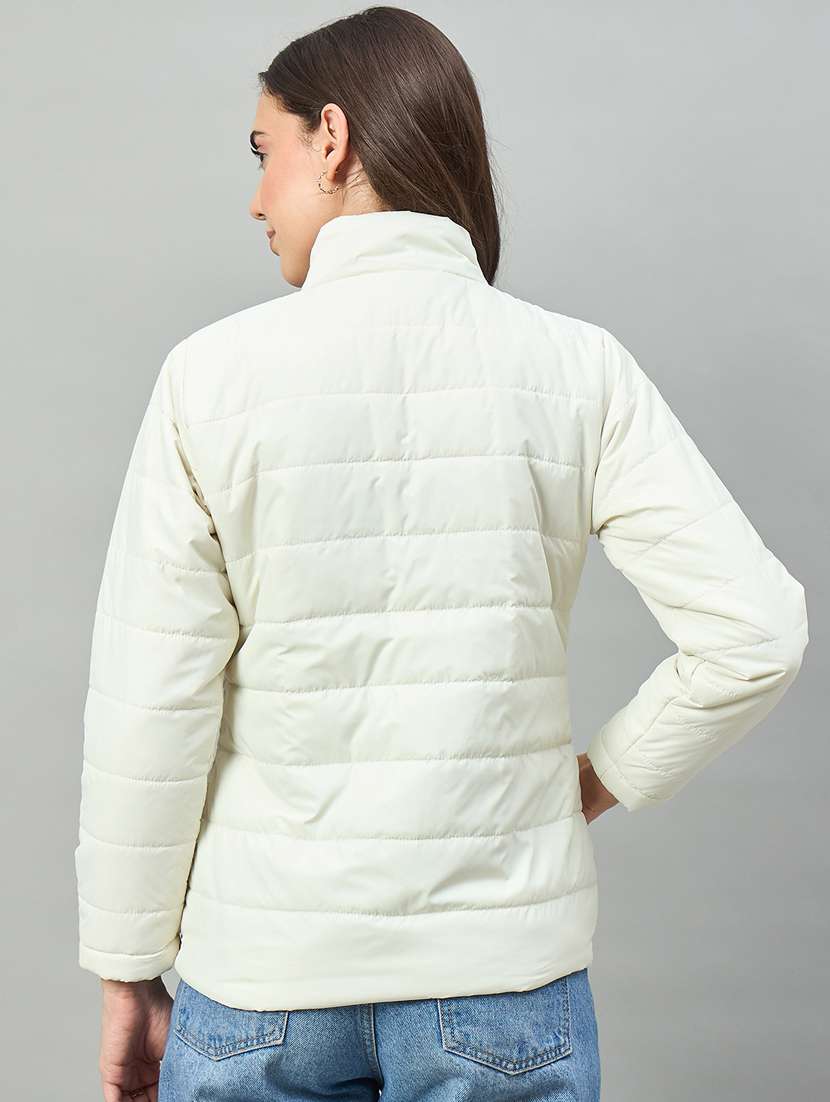 women solid long sleeve puffer jacket - 22448076 -  Standard Image - 2