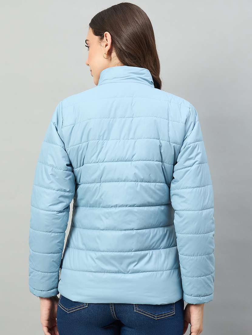 women solid long sleeve puffer jacket - 22448079 -  Standard Image - 2