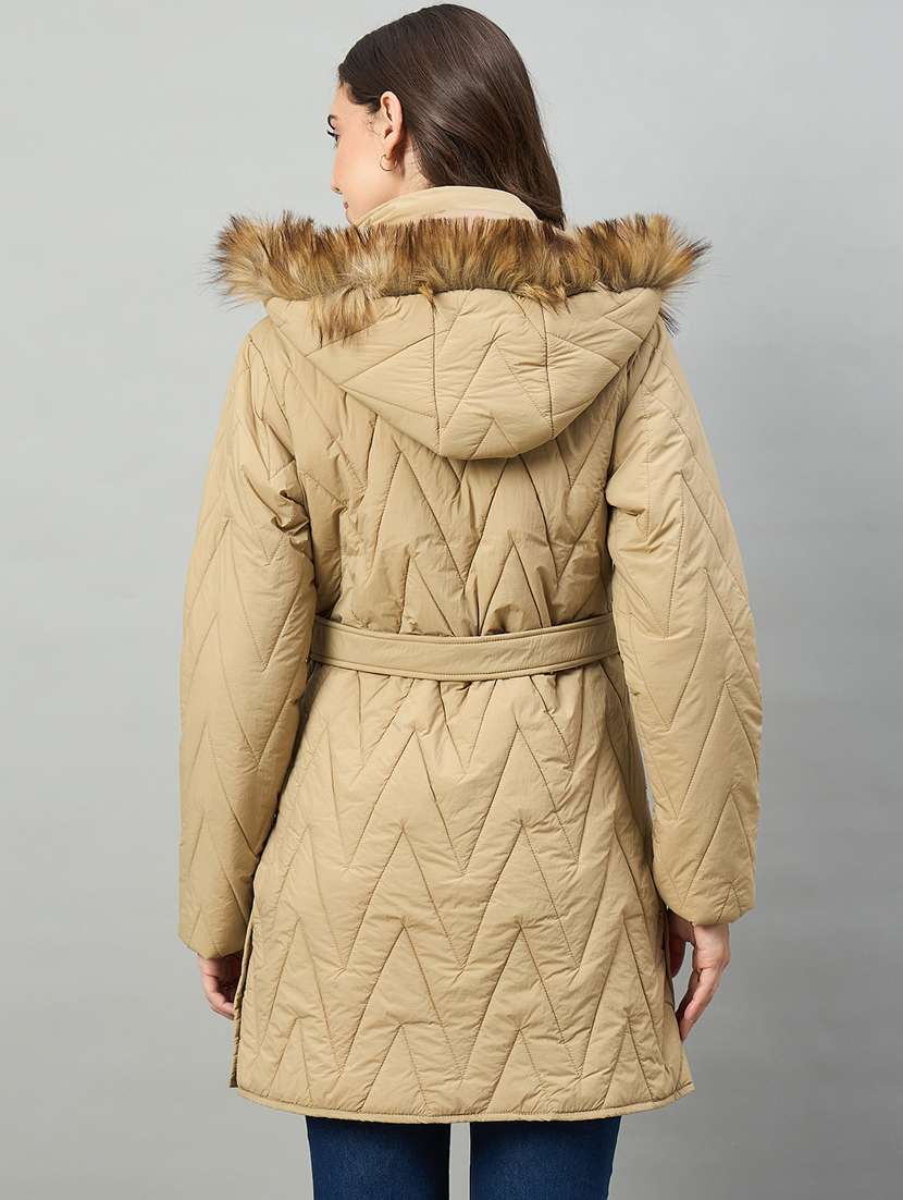 women solid long sleeve hooded puffer jacket - 22448081 -  Standard Image - 2