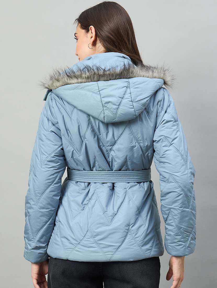 women solid long sleeve hooded puffer jacket - 22448082 -  Standard Image - 2