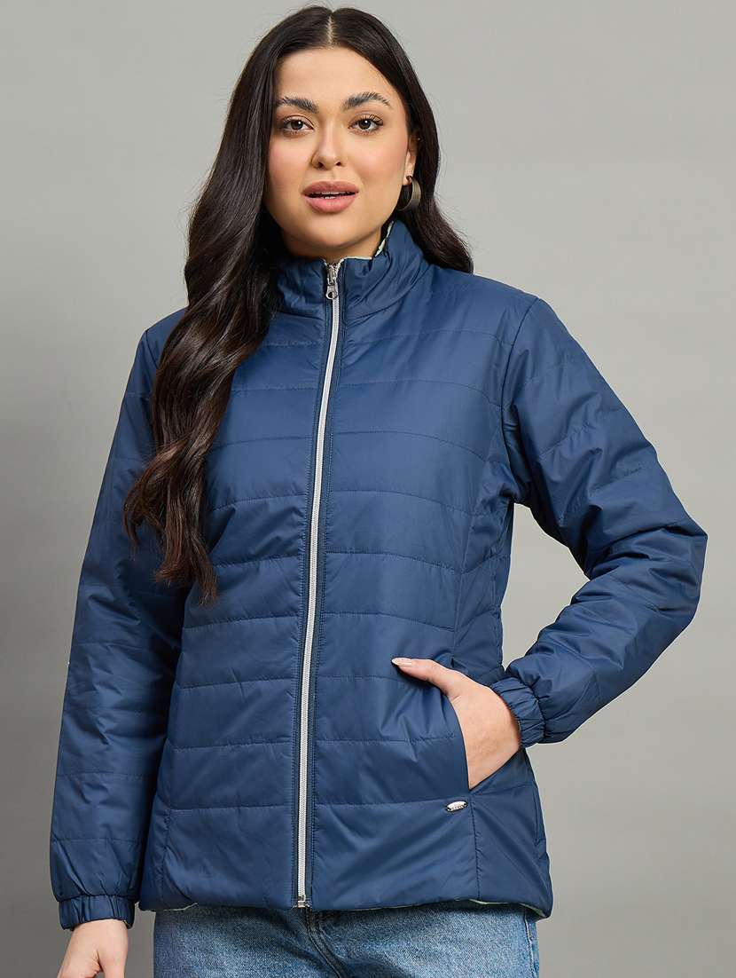 women solid long sleeve reversible puffer jacket - 22448085 -  Standard Image - 2