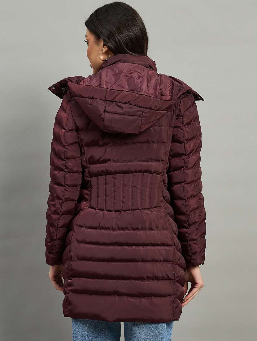 women solid long sleeve hooded puffer jacket - 22448090 -  Standard Image - 2