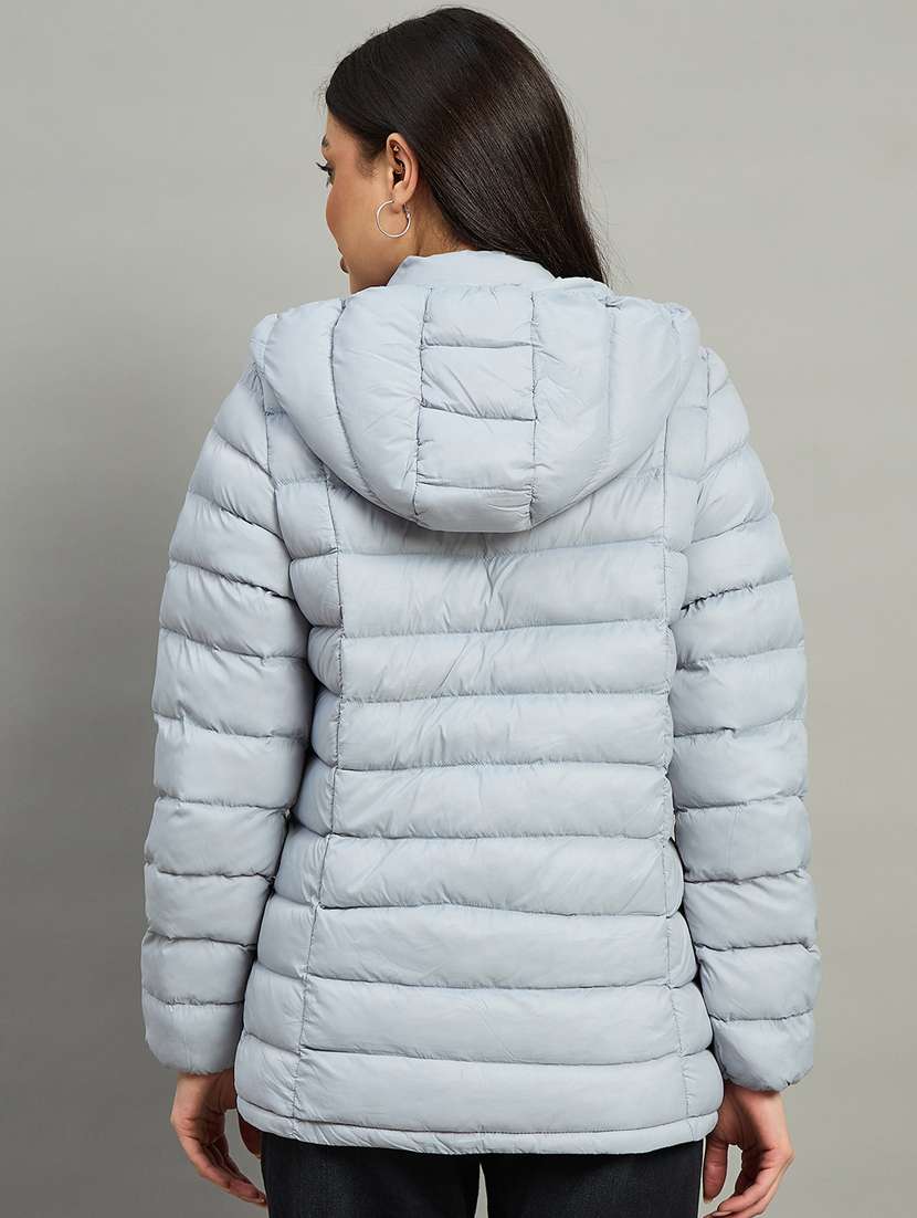 women solid long sleeve hooded puffer jacket - 22448092 -  Standard Image - 2