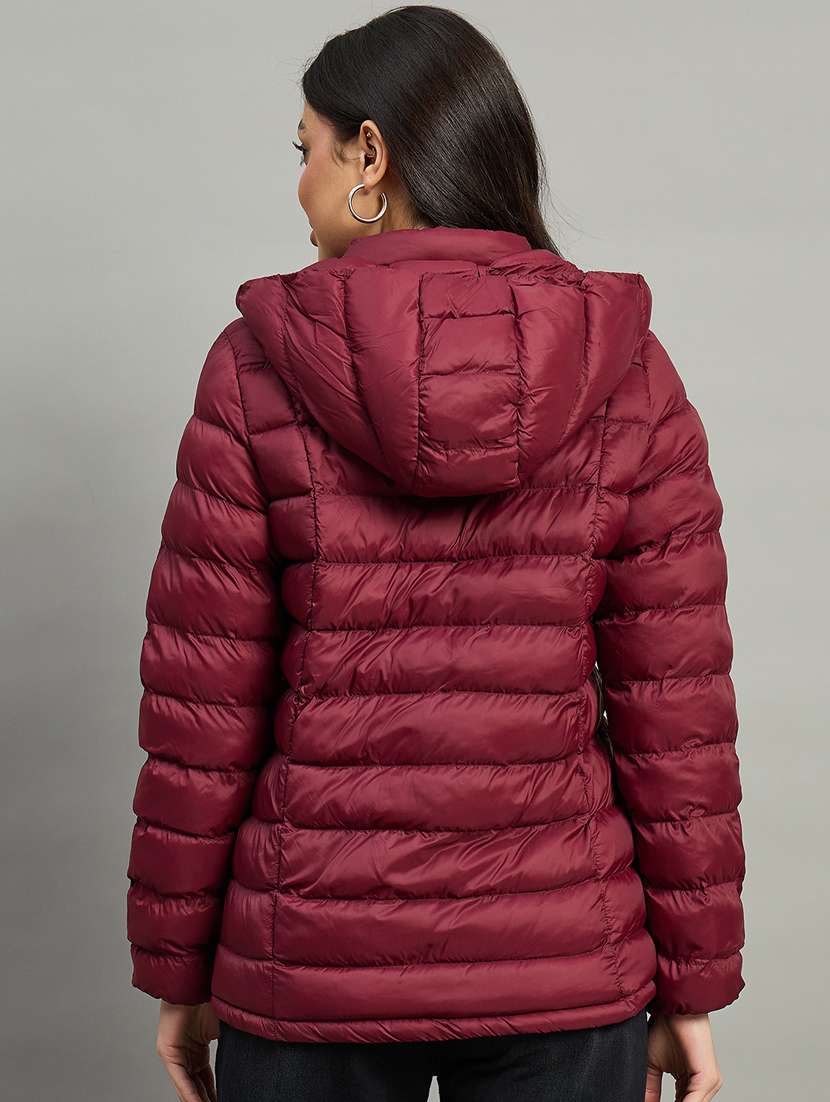 women solid long sleeve hooded puffer jacket - 22448093 -  Standard Image - 2