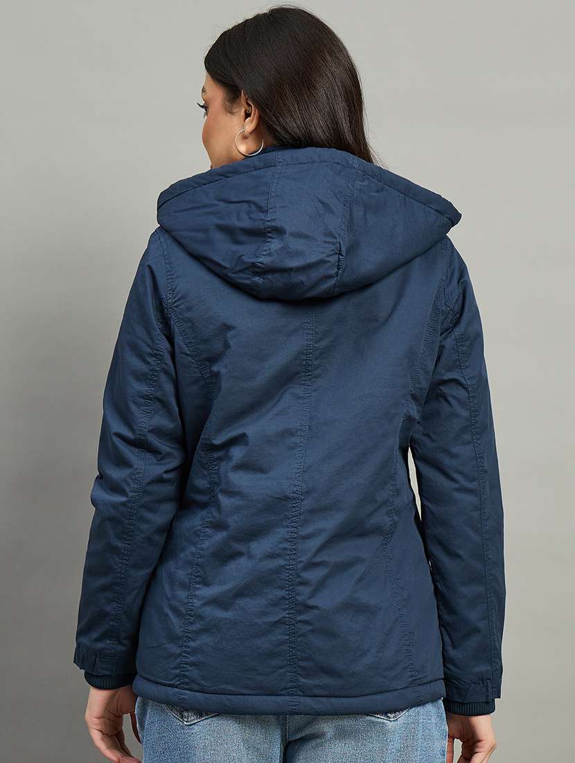 women solid long sleeve parka jacket - 22448107 -  Standard Image - 2