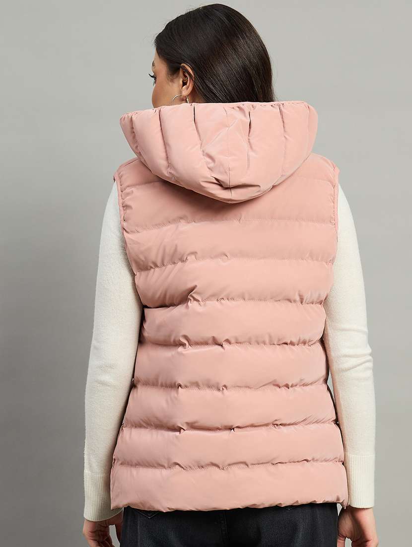 women solid sleeveless hooded quilted jacket - 22448108 -  Standard Image - 2
