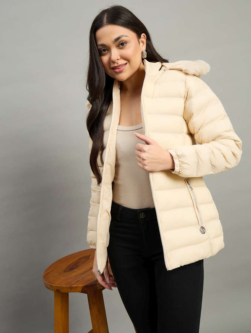 women solid long sleeve quilted jacket - 22448112 -  Standard Image - 2