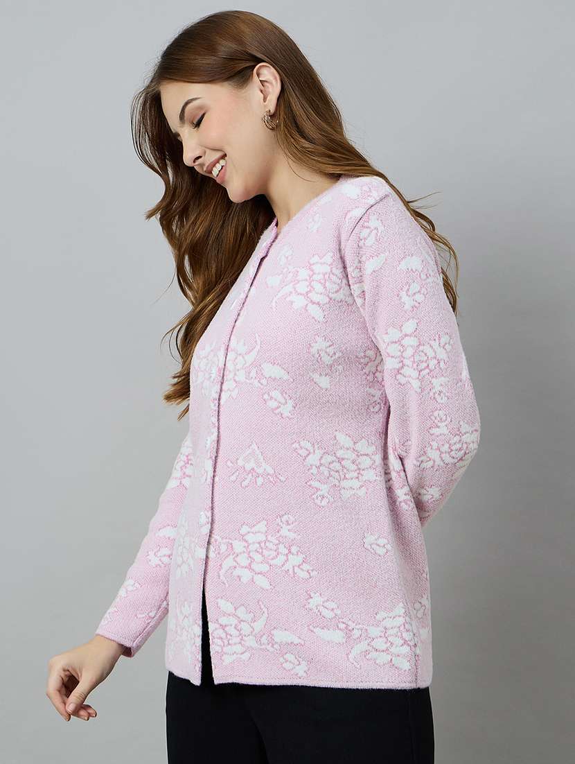 women pink acrylic plain sweatshirt - 22448121 -  Standard Image - 2