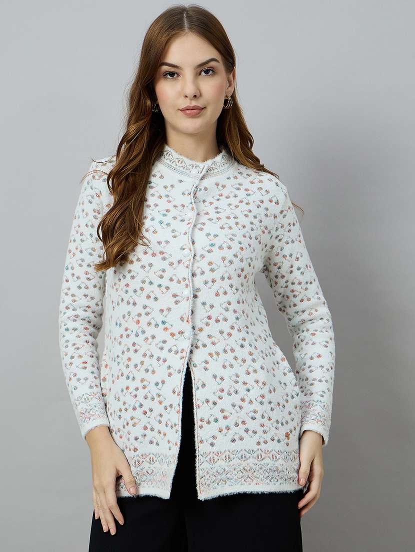 women light blue acrylic plain cardigan