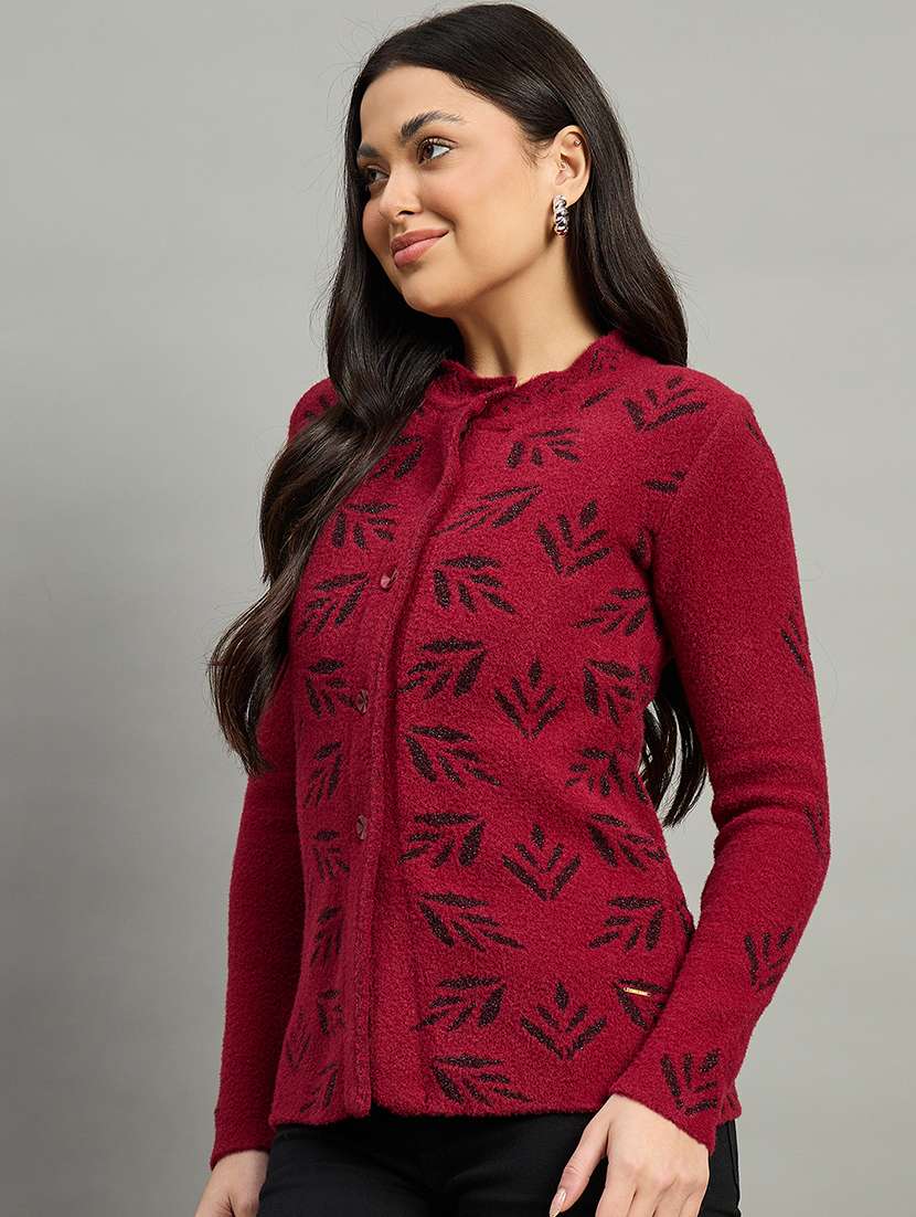women maroon acrylic plain sweatshirt - 22448152 -  Standard Image - 2