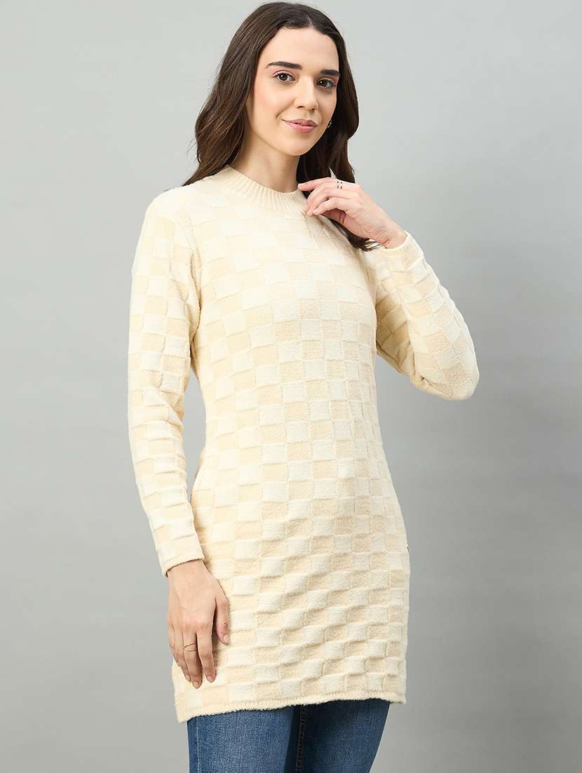 women beige acrylic plain sweatshirt - 22448162 -  Standard Image - 2