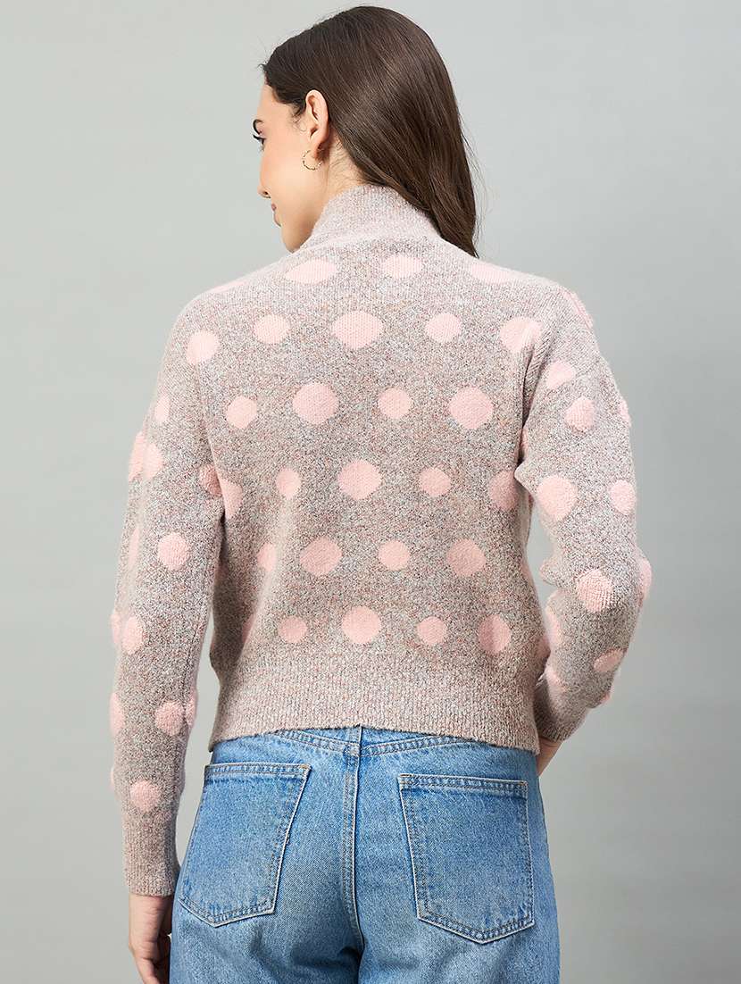 women mauve colored acrylic plain cardigan - 22448226 -  Standard Image - 2