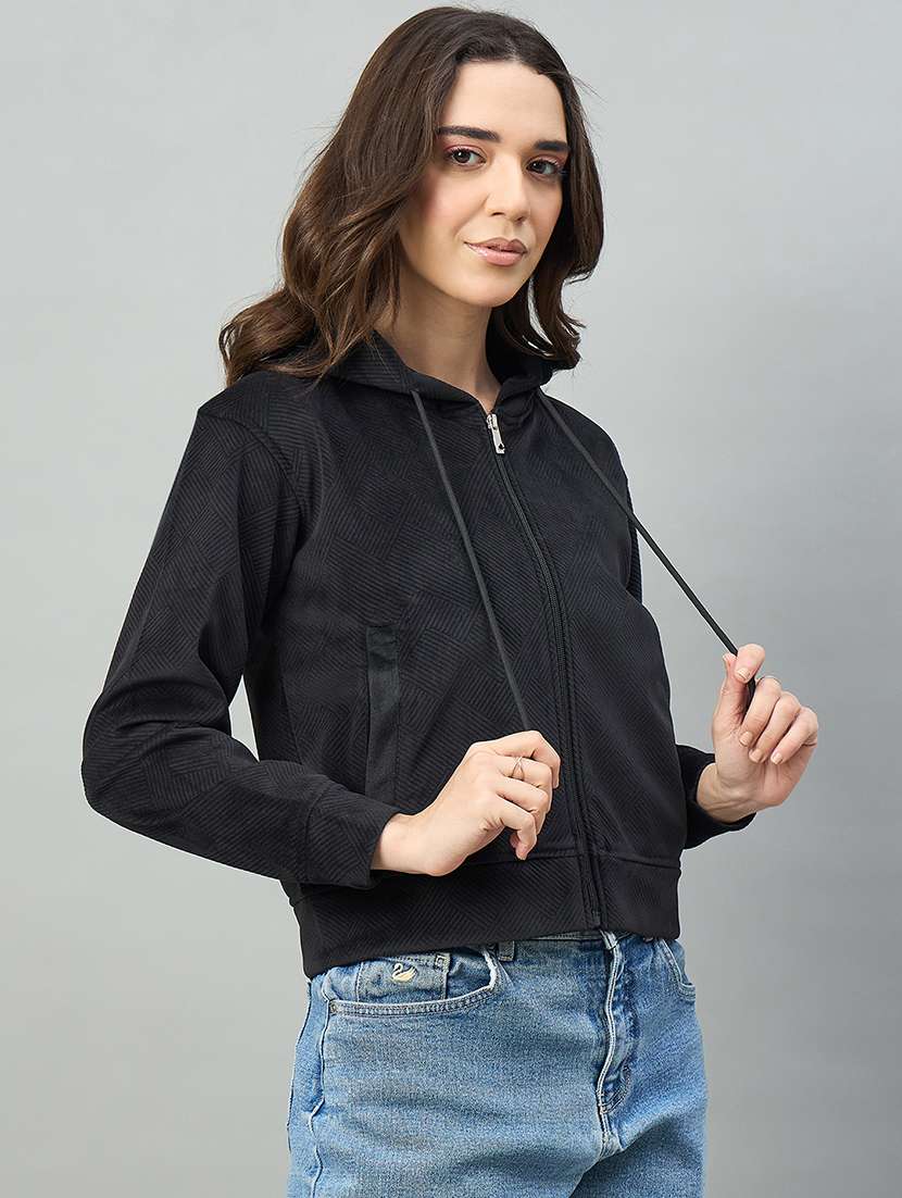 women black cotton blend plain sweatshirt - 22448229 -  Standard Image - 2