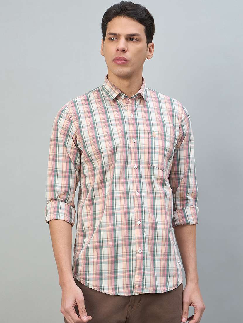 men checkered long sleeve regular fit casual shirt