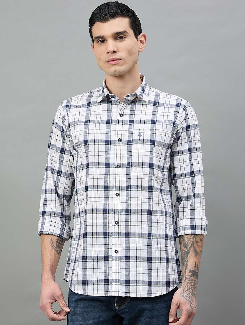 men checkered long sleeve regular fit casual shirt