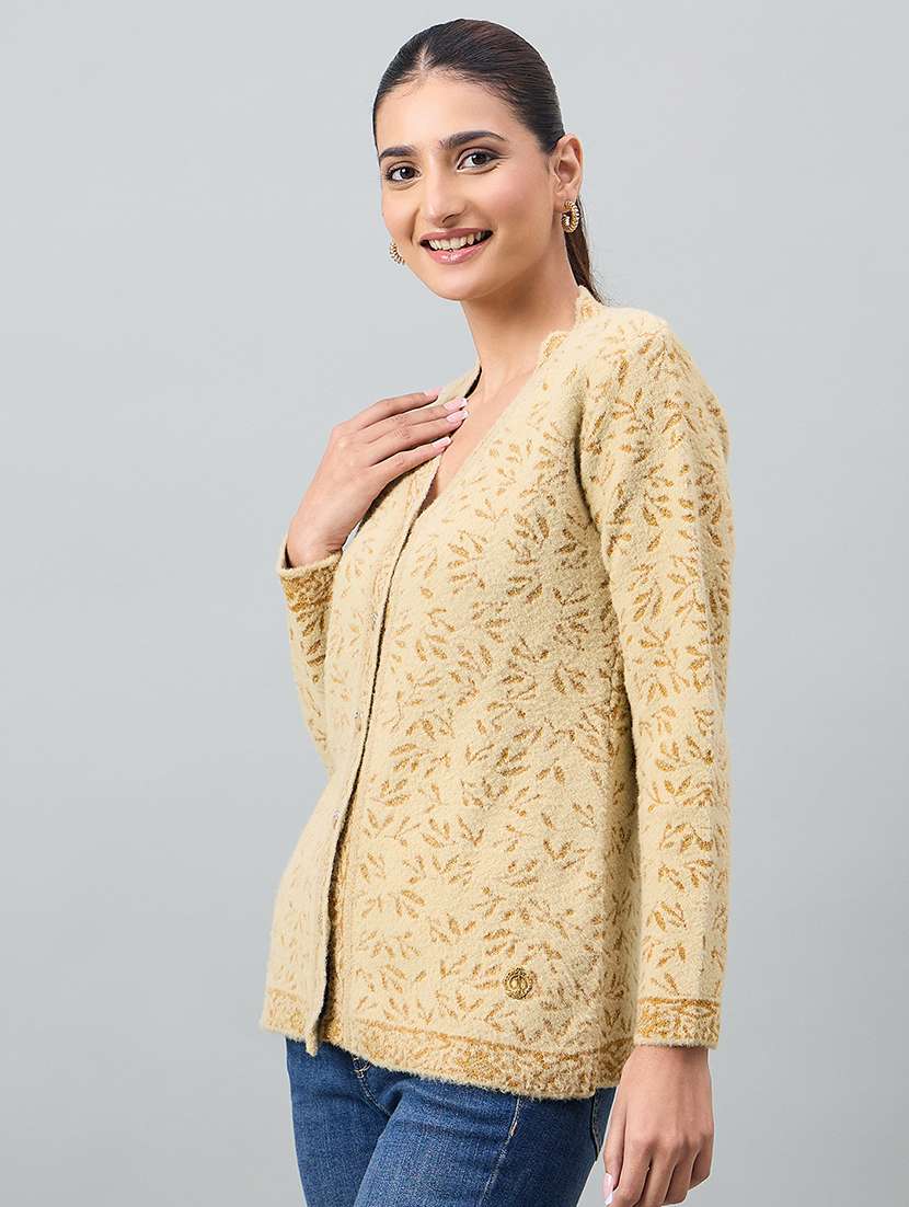 women yellow acrylic plain sweatshirt - 22448321 -  Standard Image - 2