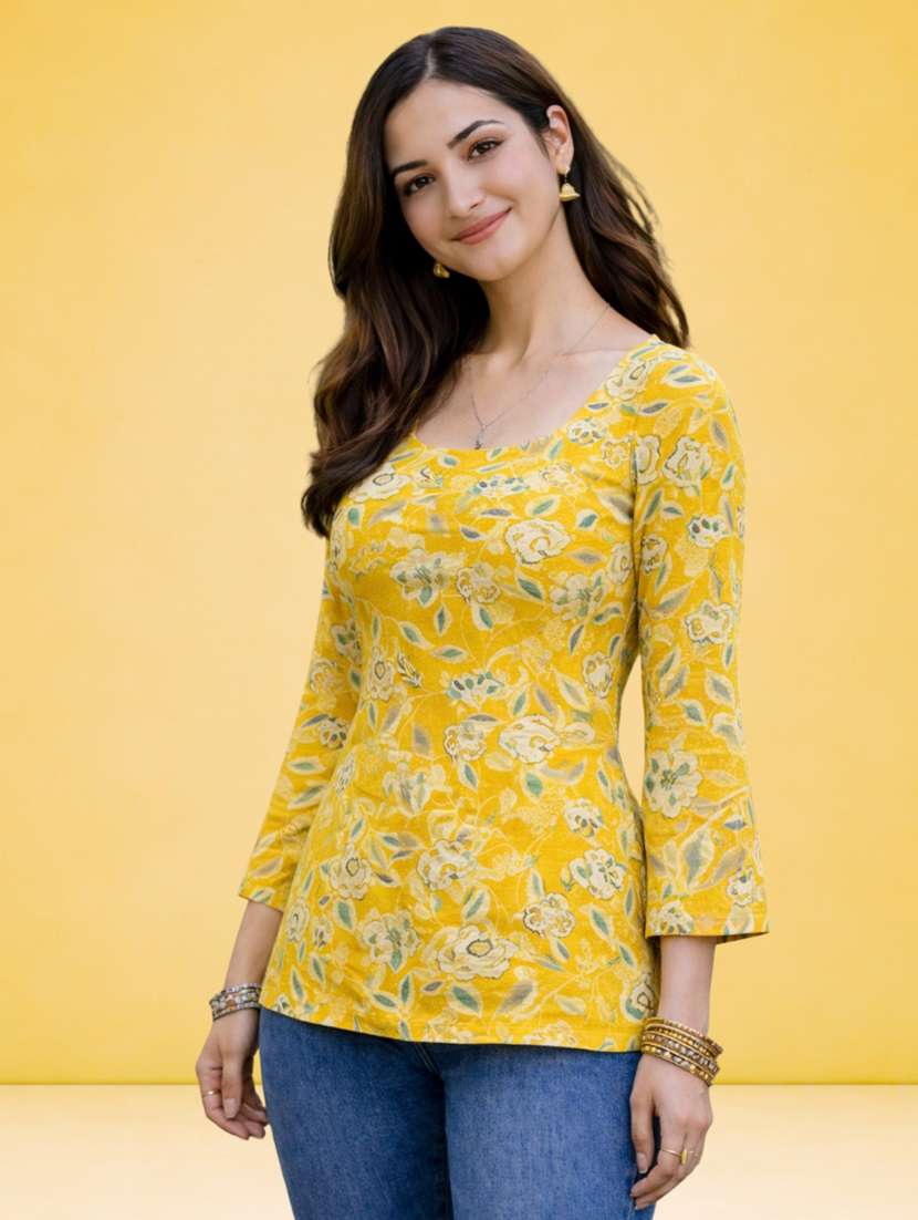 women mustard cotton a-line kurta - 22448347 -  Standard Image - 2