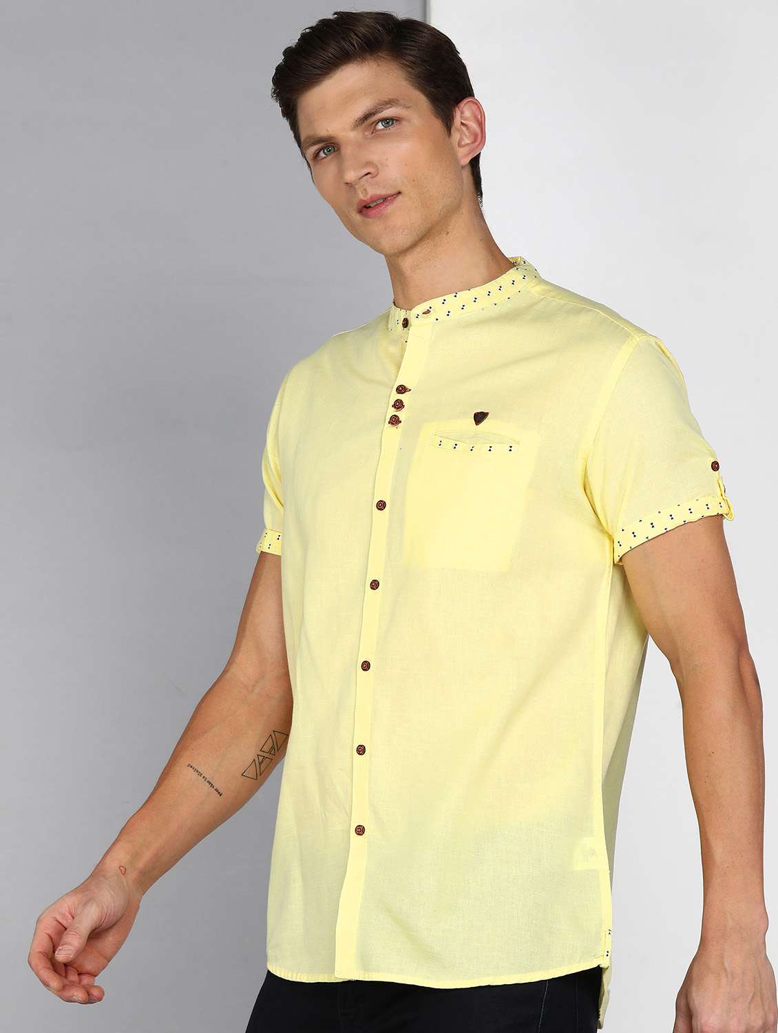 men solid short sleeve regular fit casual shirt - 22448438 -  Standard Image - 2