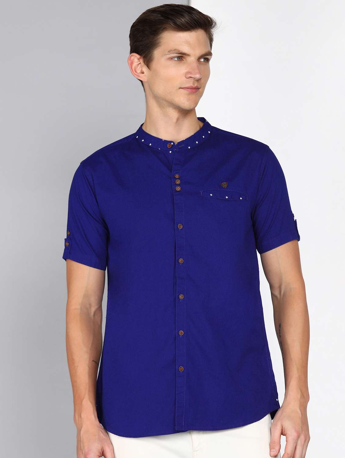 men solid short sleeve regular fit casual shirt